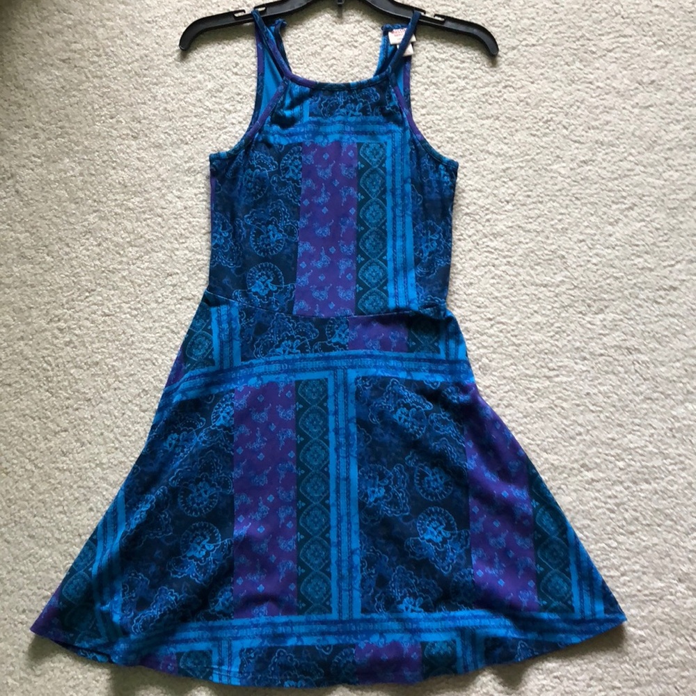 Blue and purple dress with pattern